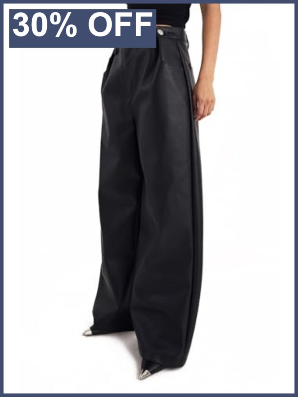 Slouch Faux Leather Wide Leg High Waisted Pants
